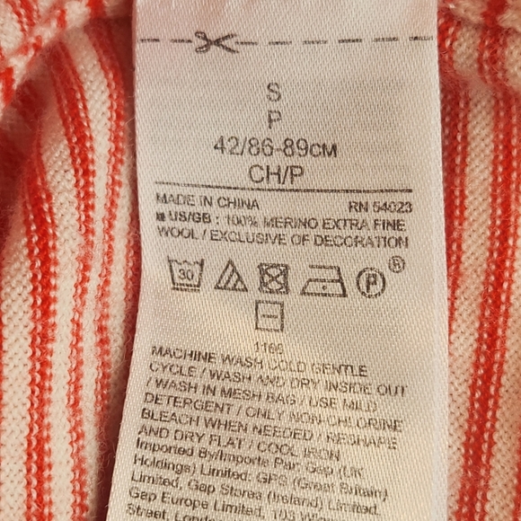 Banana Republic Sweater Women's S Red Striped J'adore Merino Extra Fine Wool - Picture 12 of 13